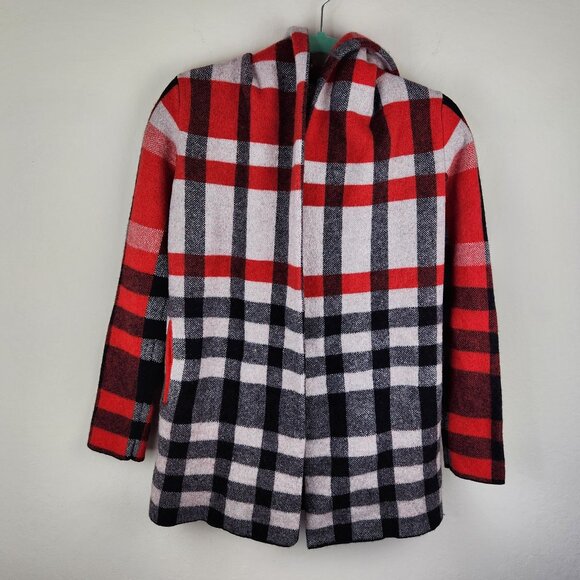 Anthropologie Field Flower Cressida Wool Plaid Hooded Sweater Coat sz XS - Picture 5 of 12